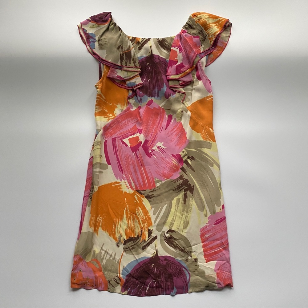 BCBG MaxAzria pink & orange Silk Floral Dress